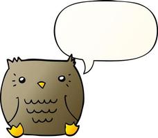 cartoon owl and speech bubble in smooth gradient style vector