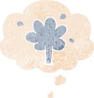 cartoon squirting water and thought bubble in retro textured style vector