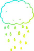 cold gradient line drawing cartoon rain cloud vector