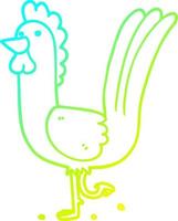 línea de gradiente frío dibujo gallo de dibujos animados vector