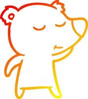 warm gradient line drawing happy cartoon bear vector