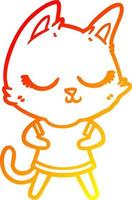 warm gradient line drawing calm cartoon cat vector