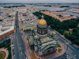 Famous Cathedral in St Petersburg on Isaac Square. Aerial view. Sights for tourists. Russian monuments and places of interest photo