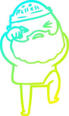 cold gradient line drawing cartoon man with beard