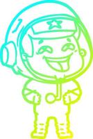 cold gradient line drawing cartoon laughing astronaut vector