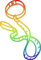 rainbow gradient line drawing cartoon dog collar and leash vector