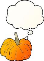 cartoon squash and thought bubble in smooth gradient style vector