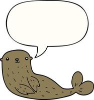 cartoon seal and speech bubble vector