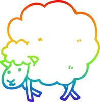 rainbow gradient line drawing cartoon sheep vector