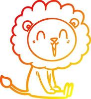 warm gradient line drawing laughing lion cartoon sitting vector