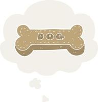 cartoon dog biscuit and thought bubble in retro style vector