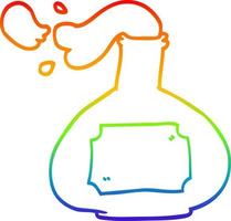 rainbow gradient line drawing cartoon potion bottle vector