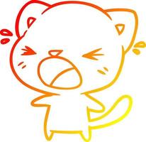 warm gradient line drawing cute cartoon cat crying vector