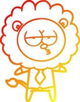 warm gradient line drawing cartoon bored lion office worker vector