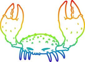 rainbow gradient line drawing cartoon crab vector