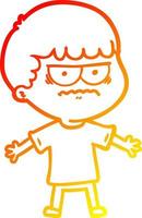 warm gradient line drawing cartoon angry man vector