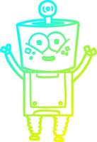 cold gradient line drawing happy cartoon robot waving hello vector