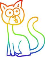 rainbow gradient line drawing funny cartoon cat vector