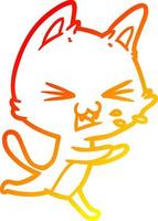 warm gradient line drawing cartoon cat hissing vector