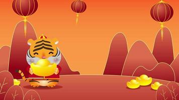 Cartoon Background - Tiger Lunar Year video