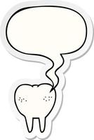 cartoon tooth and speech bubble sticker vector