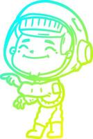 cold gradient line drawing happy cartoon astronaut vector