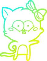 cold gradient line drawing cartoon cat vector