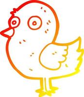 warm gradient line drawing cartoon bird vector