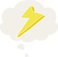 cartoon lightning and thought bubble in retro style vector