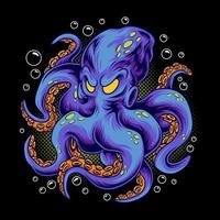 Octopus monster under the sea vector