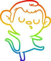 rainbow gradient line drawing cartoon monkey vector