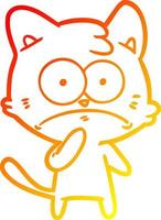 warm gradient line drawing cartoon nervous cat vector