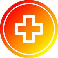 addition symbol circular in hot gradient spectrum vector