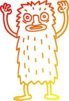 warm gradient line drawing cartoon bigfoot creature vector