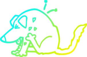 cold gradient line drawing cartoon dog scratching vector