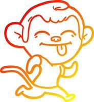 warm gradient line drawing funny cartoon monkey vector