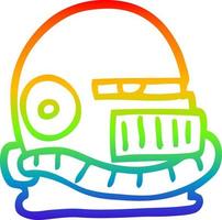 casco futurista de dibujos animados de dibujo de línea de gradiente de arco iris vector