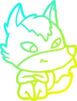 cold gradient line drawing friendly cartoon wolf vector