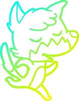 cold gradient line drawing friendly cartoon fox vector