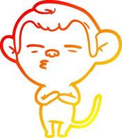 warm gradient line drawing cartoon suspicious monkey vector