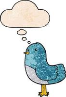 cartoon bird and thought bubble in grunge texture pattern style vector