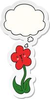 cartoon flower and thought bubble as a printed sticker vector