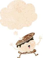 smore cartoon and thought bubble in retro textured style vector