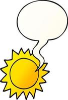 cartoon sun and speech bubble in smooth gradient style vector