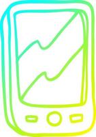 cold gradient line drawing cartoon red mobile phone vector