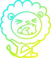 cold gradient line drawing cartoon lion throwing tantrum vector
