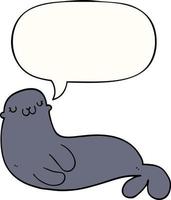 cute cartoon seal and speech bubble vector
