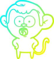 cold gradient line drawing cartoon shocked monkey vector