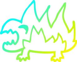 cold gradient line drawing cartoon fire demon vector