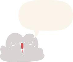 cute cartoon cloud and speech bubble in retro style vector